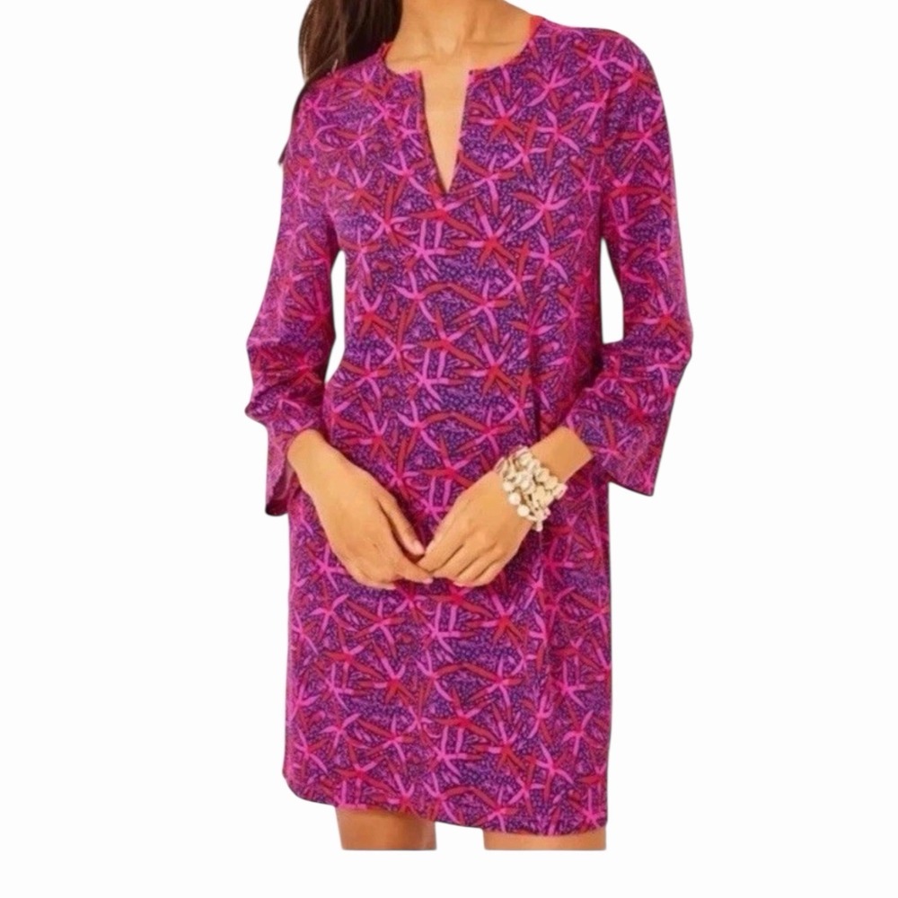 Lilly Pulitzer Johana Coverup Dress UPF Sz Small Star‎ Search Passion Fruit Pink